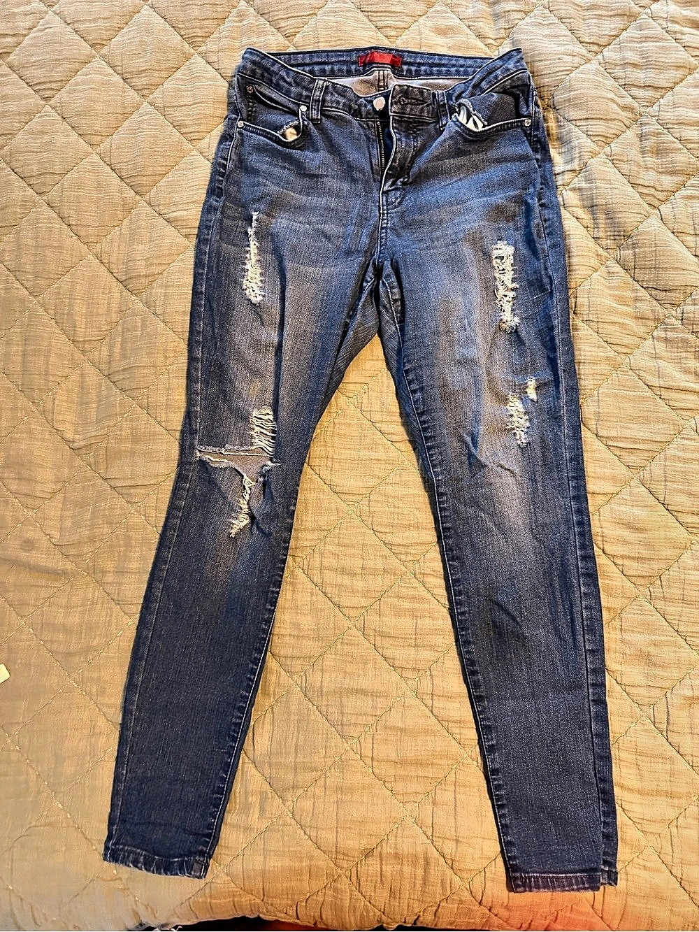 Jennifer Lopez Women's Distressed Skinny Jeans in Blue